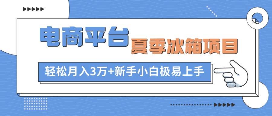 电商平台夏季冰箱项目，轻松月入3万+，新手小白极易上手-吉祥副业