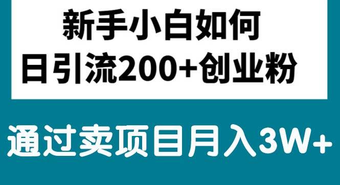 新手小白日引流200+创业粉,通过卖项目月入3W+-吉祥副业