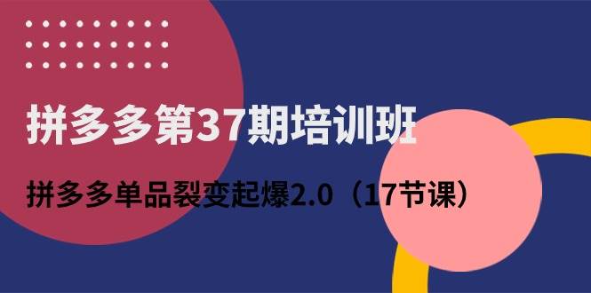 拼多多第37期培训班：拼多多单品裂变起爆2.0（17节课）-吉祥副业
