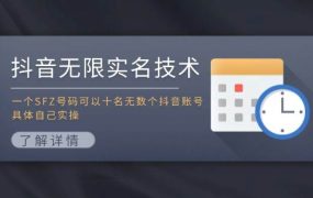 抖音无限实名技术:一个SFZ号码可以十名无数个抖音账号,具体自己实操-吉祥副业