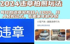 2024违章拍照新玩法，推广躺赚+拍照赚钱双模式，日入1000+-吉祥副业