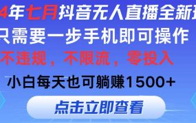 2024年七月抖音无人直播全新玩法,只需一部手机即可操作,小白每天也可...-吉祥副业