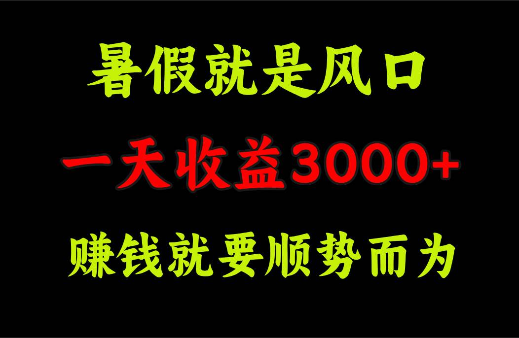 一天收益3000+ 赚钱就是顺势而为，暑假就是风口-吉祥副业