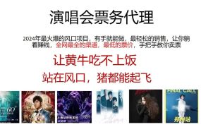 演唱会全网最低票务代理,小白一分钟上手,手把手教你卖票,日入2000+...-吉祥副业