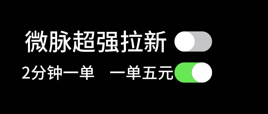 微脉超强拉新， 两分钟1单， 一单利润5块，适合小白-吉祥副业