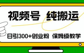 视频号纯搬运日引流300+创业粉，日入4000+-吉祥副业