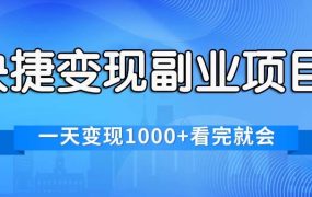 快捷变现的副业项目,一天变现1000+,各平台最火赛道,看完就会-吉祥副业