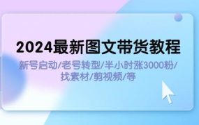 2024最新图文带货教程:新号启动/老号转型/半小时涨3000粉/找素材/剪辑-吉祥副业
