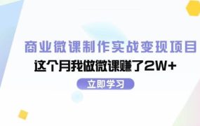 商业微课制作实战变现项目,这个月我做微课赚了2W+-吉祥副业
