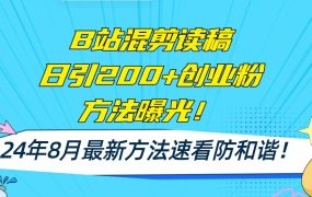 B站混剪读稿日引200+创业粉方法4.0曝光,24年8月最新方法Ai一键操作 速...-吉祥副业