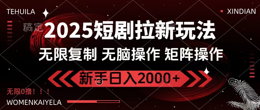 2025短剧拉新玩法,无需注册登录,无限0撸,无脑批量操作日入2000+-吉祥副业