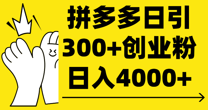 拼多多日引300+创业粉 日入4000+-吉祥副业