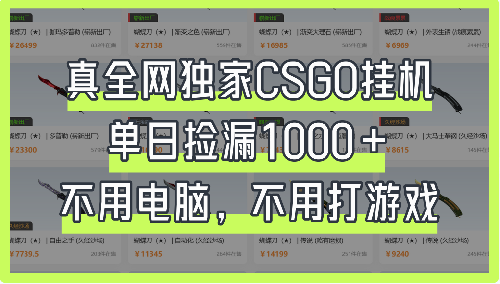 真全网独家CSGO挂机，单日捡漏1000+-吉祥副业