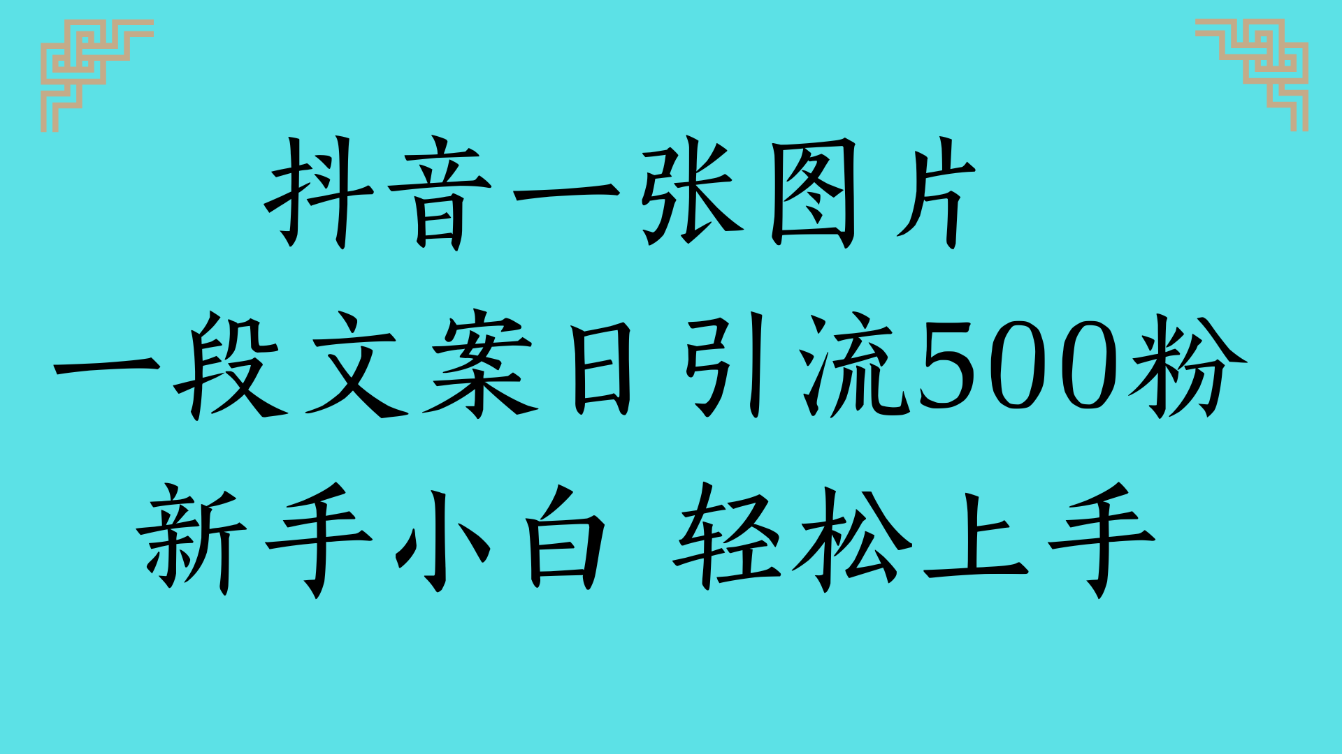 抖音一张图片 一段文案日引流500粉新手小白 轻松上手-吉祥副业