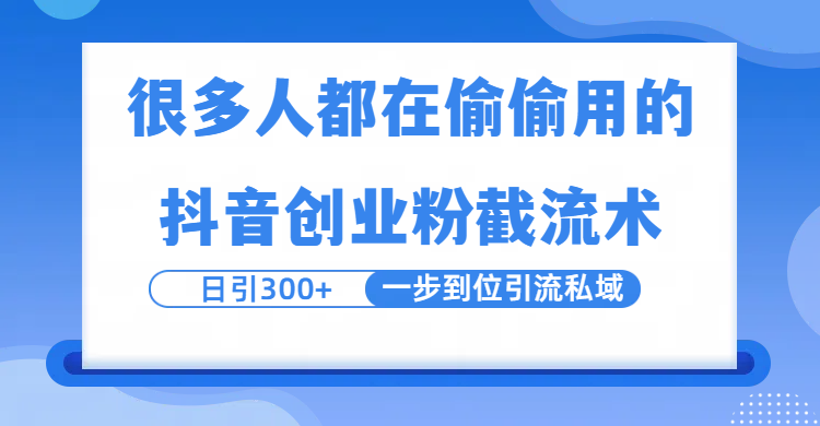 很多人都在偷偷用的抖音创业粉截留术，日引300+，一步到位引流到私域-吉祥副业