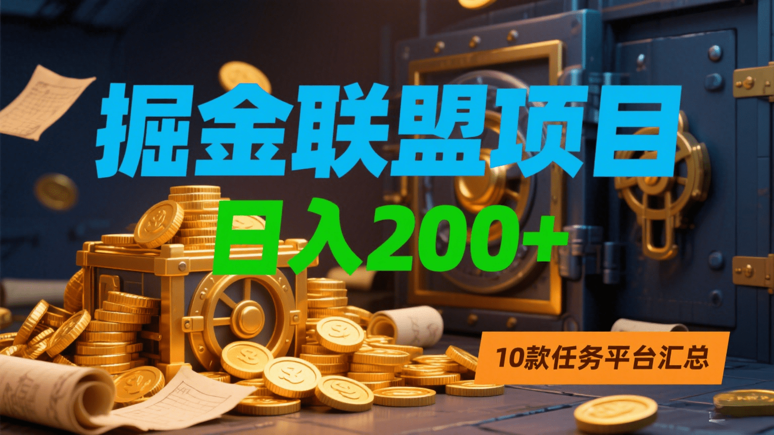 掘金联盟项目，日入200+，10款任务平台汇总-吉祥副业