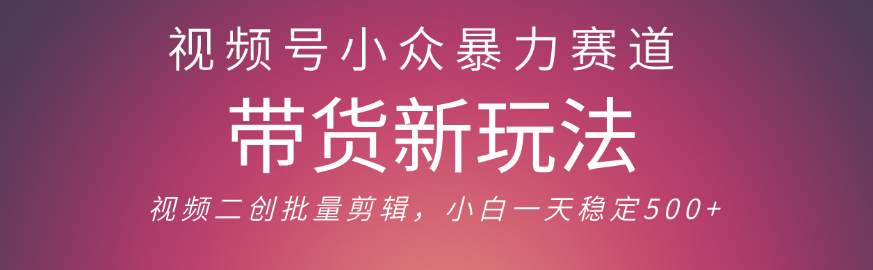 视频号小众暴力赛道，最新带货玩法 小白也能轻松日入500+ 保姆及教程-吉祥副业