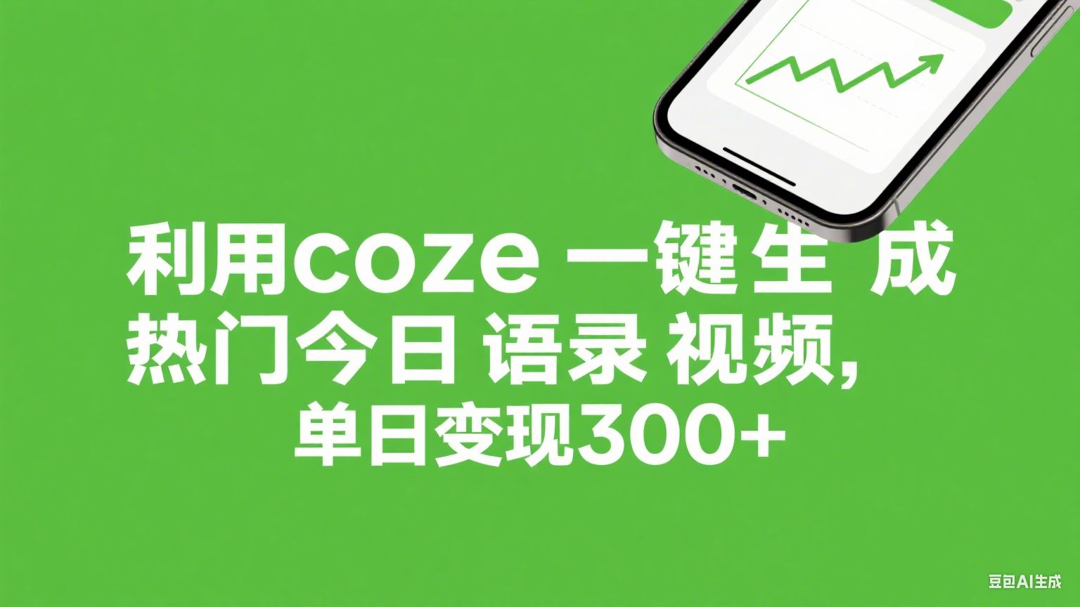 利用coze一键生成热门今日语录视频，单日变现300+-吉祥副业