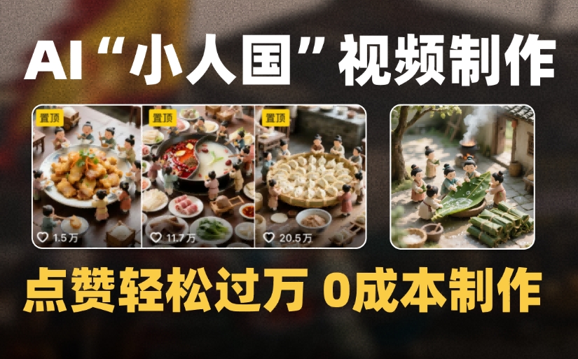 爆款1000W+微缩景观迷你小人国AI视频,0成本制作全流程教学-吉祥副业