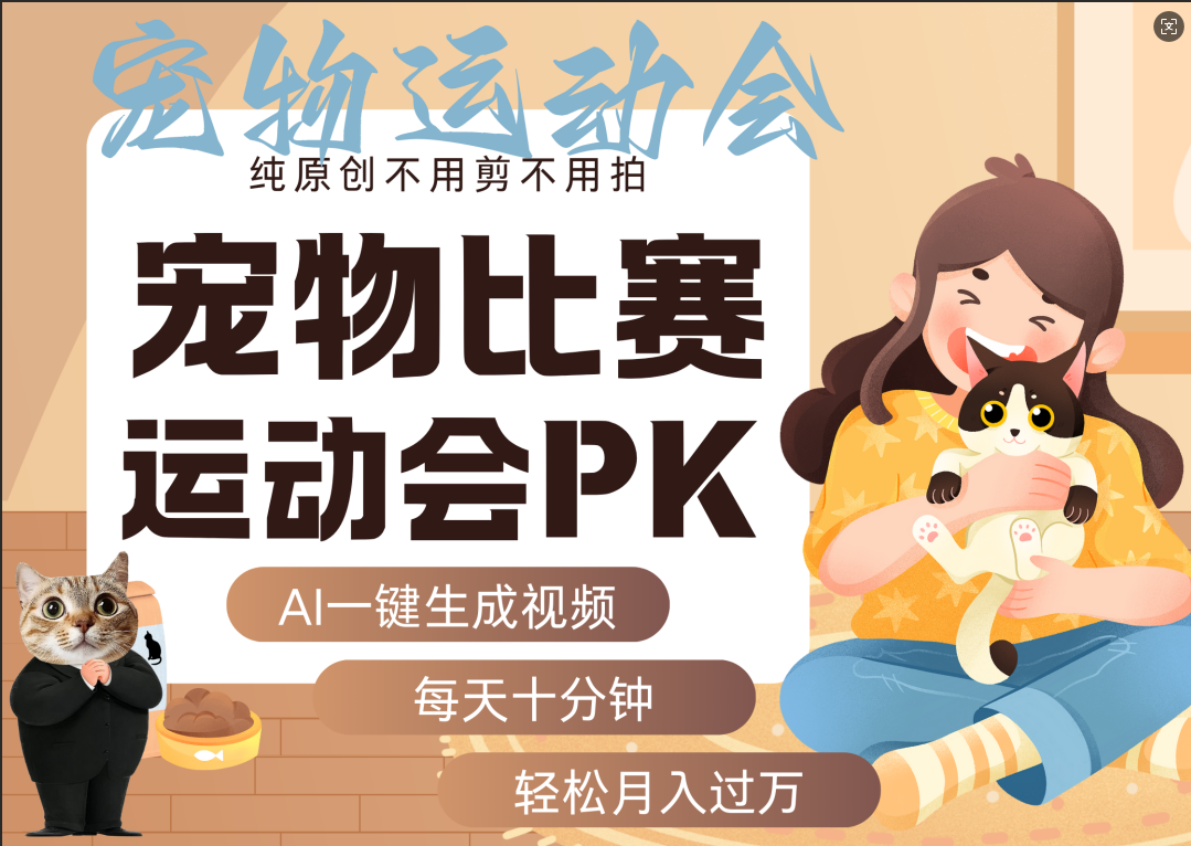 AI萌宠运动员跳水 射击  篮球  足球比赛   每天十分钟 附详细提示词文案库  代替做素材 卖提示词 卖虚拟资料  卖宠物产品 做宠物私人定制产品  带徒弟 带陪跑 卖课  创作者分成 月入5W+-吉祥副业