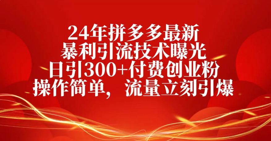 25年拼多多最新暴利引流技术曝光、日引300+付费创业粉操作简单，流量立刻引爆-吉祥副业
