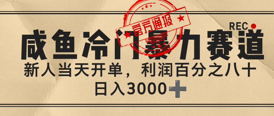 闲鱼，冷门暴力赛道，一单 80%利润，新人轻松日入 3000+-吉祥副业