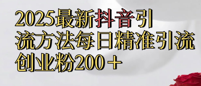 2025最新抖音引流,方法每日精准引流创业粉300+-吉祥副业