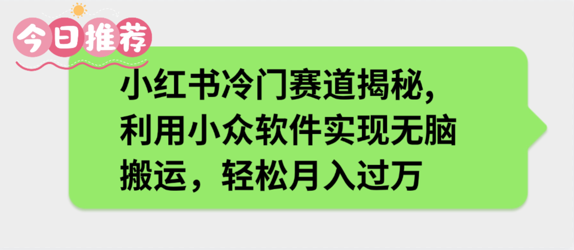 小红书冷门赛道揭秘,利用小众软件实现无脑搬运，轻松月入过万-吉祥副业
