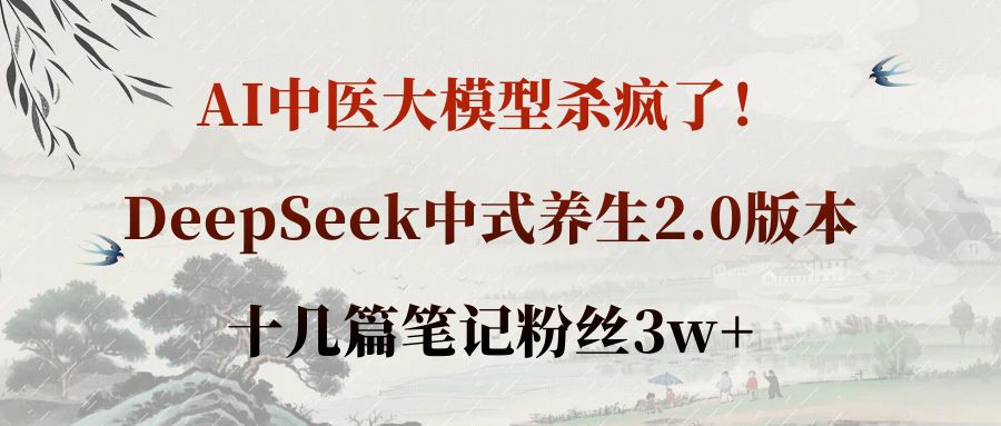 AI中医大模型杀疯了!DeepSeek中式养生2.0版本,十几篇笔记粉丝3w+-吉祥副业