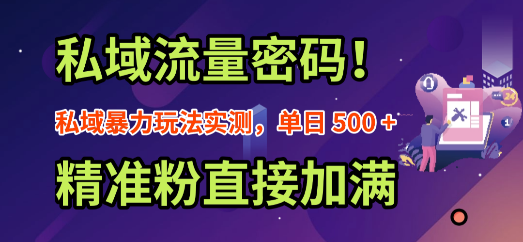 私域流量密码！私域暴力玩法实测，单日 500 + 精准粉直接加满-吉祥副业
