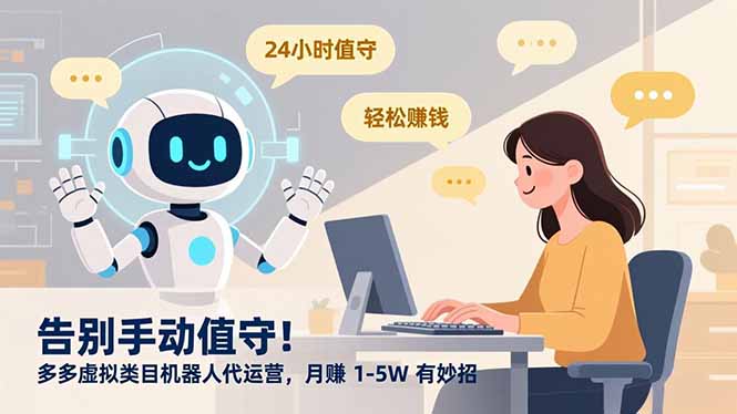 告别手动值守！多多虚拟类目机器人代运营，月赚 1-5W 有妙招-吉祥副业