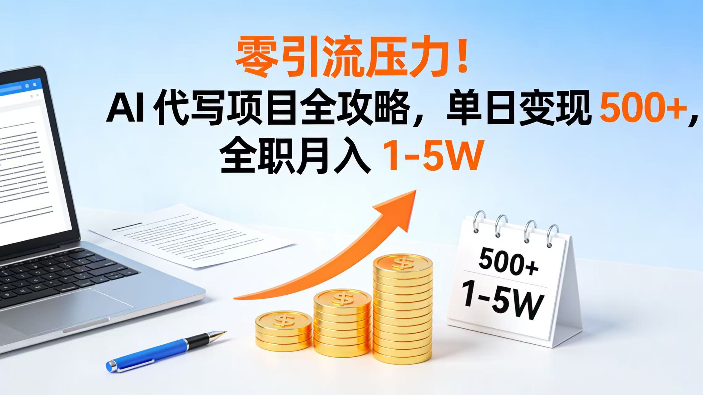 零引流压力！AI 代写项目全攻略，单日变现 500+，全职月入 1-5W-吉祥副业
