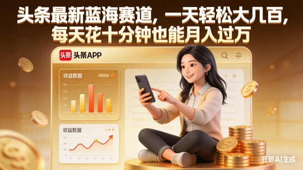 头条最新蓝海赛道,一天轻松大几百,每天花十分钟也能月入过万-吉祥副业