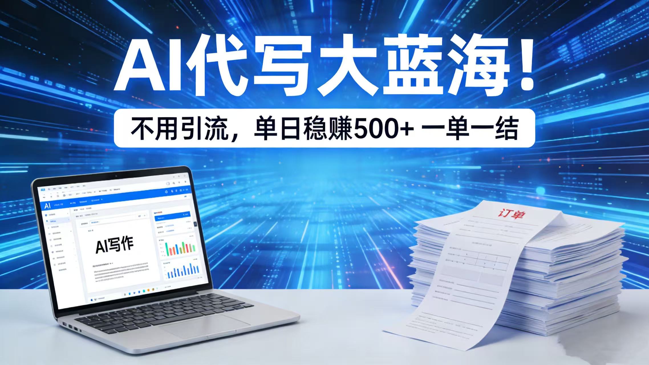 AI 代写大蓝海！不用引流，单日稳赚 500 + 一单一结-吉祥副业