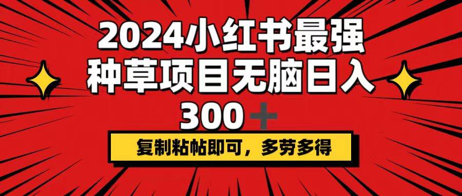 2024小红书最强种草项目，无脑日入300+，复制粘帖即可，多劳多得-吉祥副业