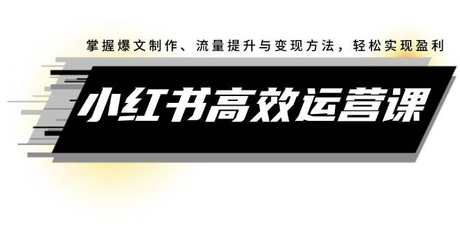 小红书高效运营课：掌握爆文制作、流量提升与变现方法，轻松实现盈利-吉祥副业